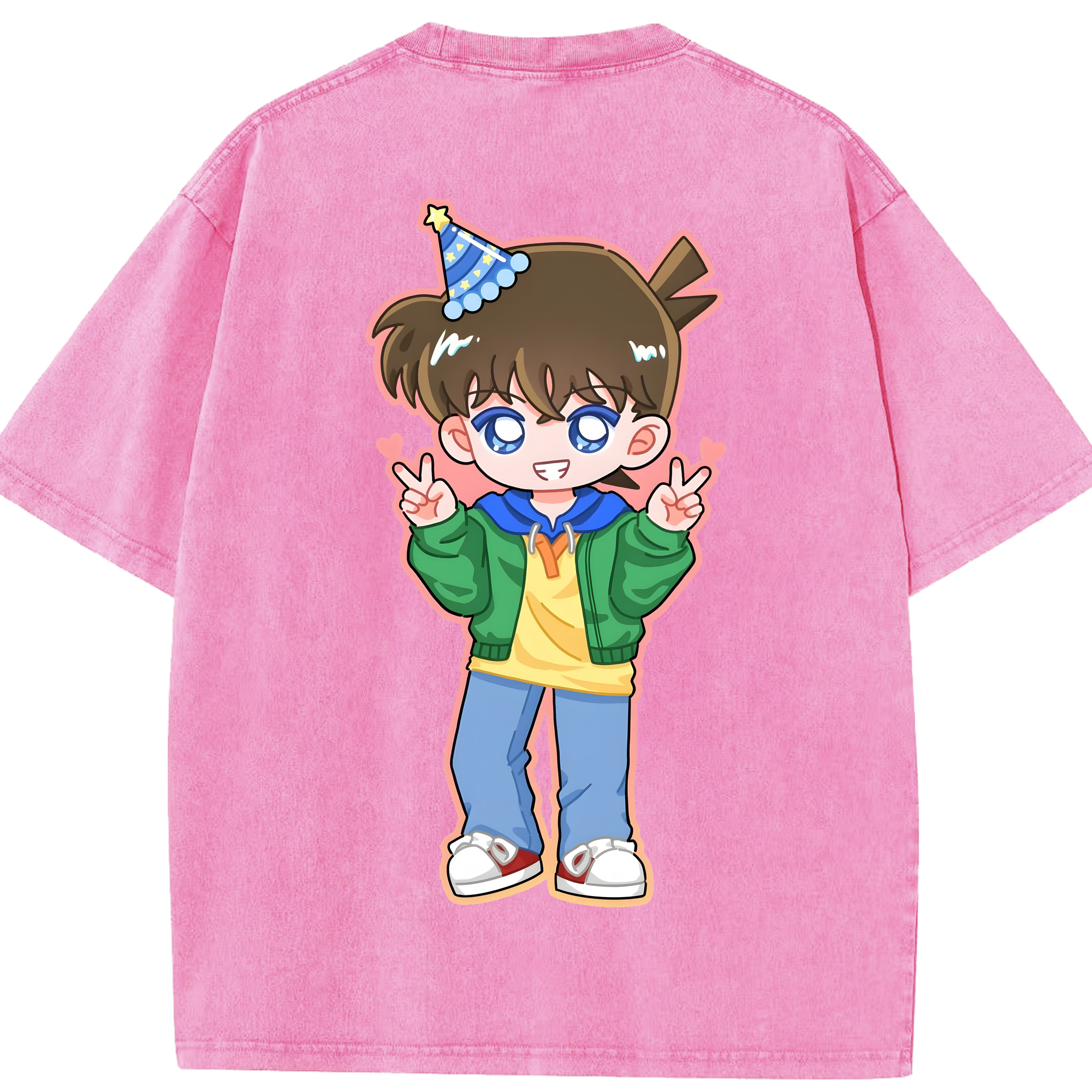 （画像用） 名探偵コナン 江戸川 コナン Detective Conan Conan Edogawa 綿100% ヴィンテージ風 半袖Tシャツ（背面プリント）